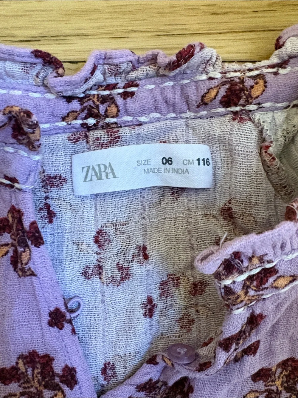 Zara Girls' Lavender Floral Tiered Dress, Size 6